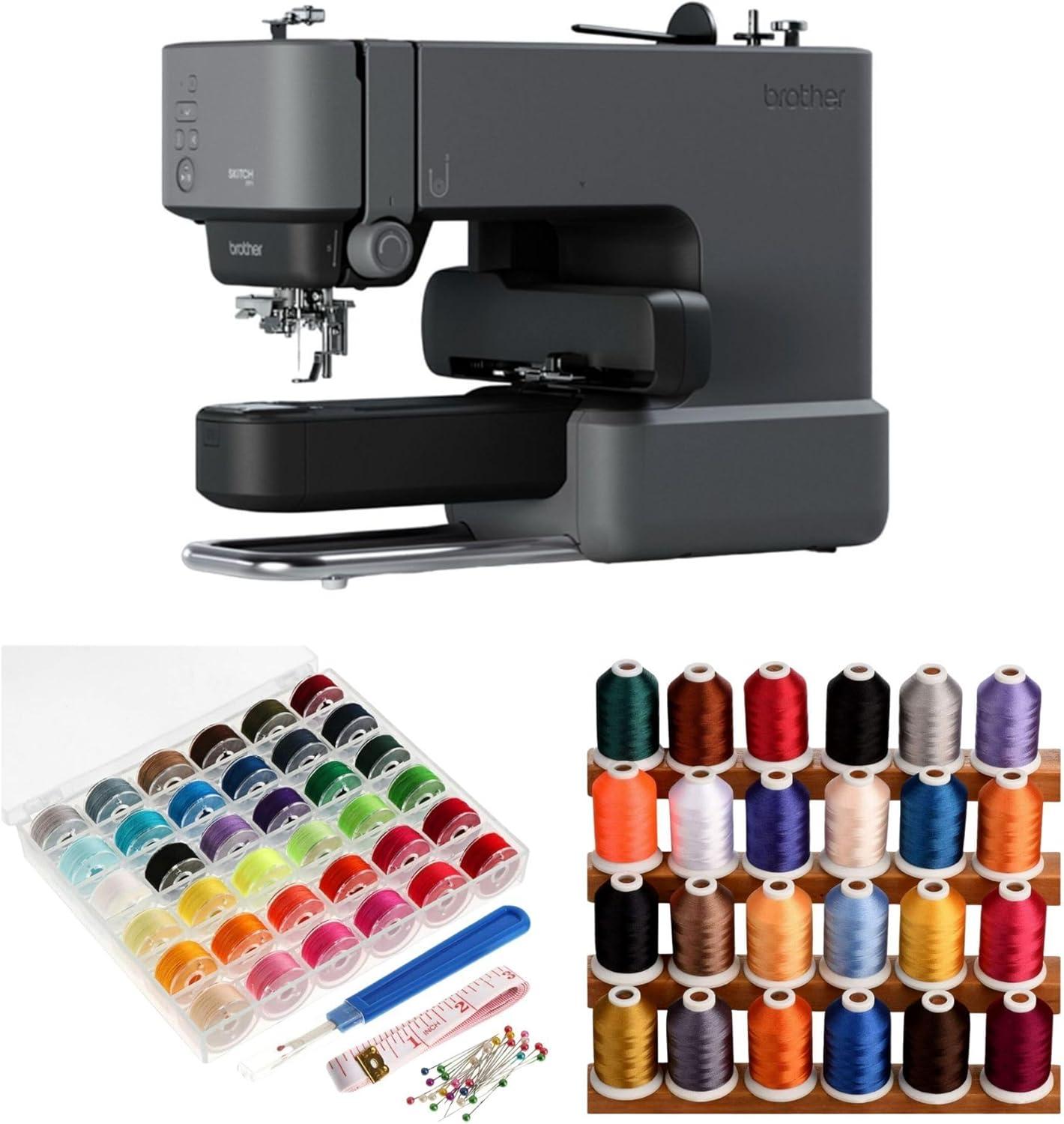 Brother Skitch Single-Needle Embroidery Machine with Colors Thread, and Bobbins