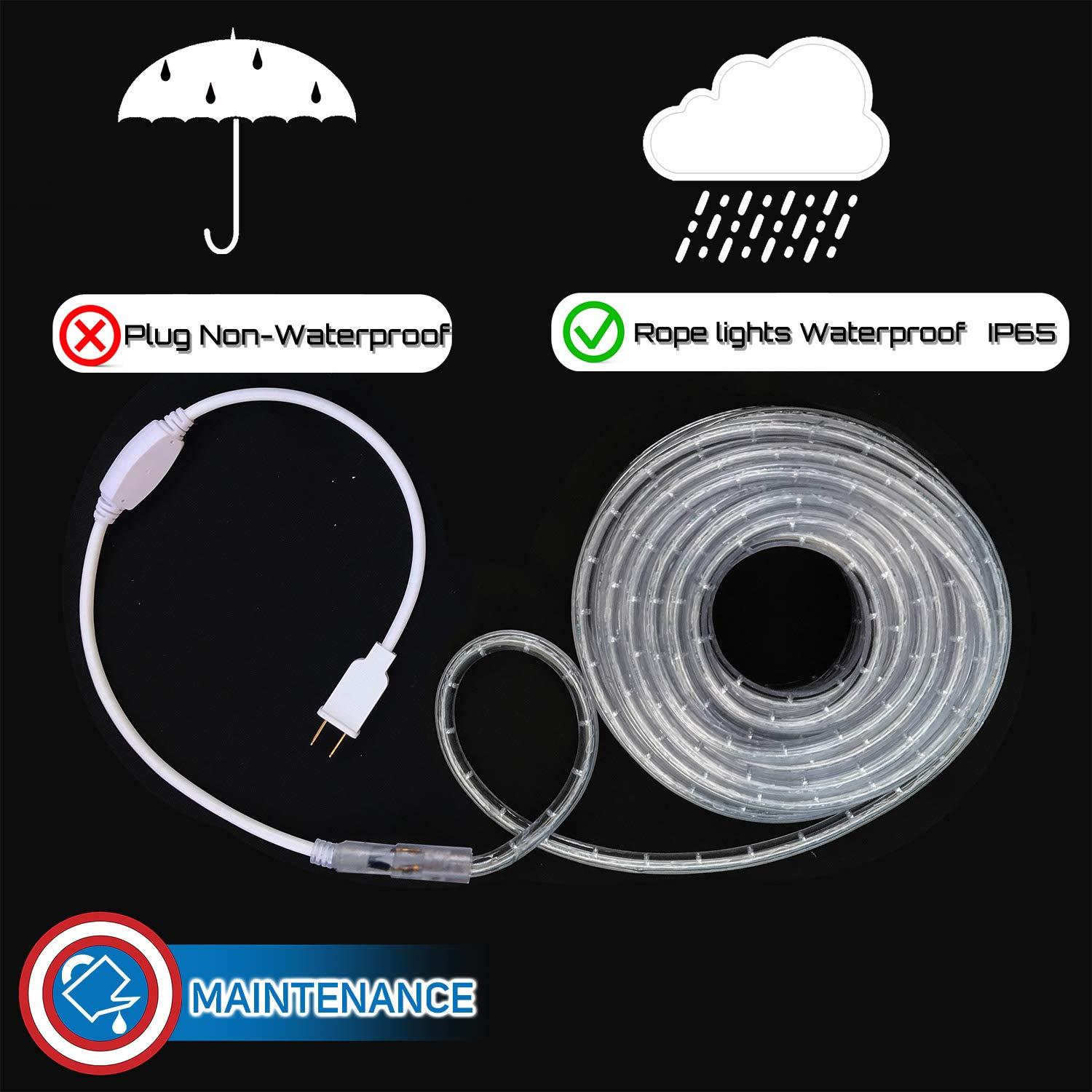 Russell Decor 30ft/9m Led Rope Lights Lamps Kit Indoor Outdoor Decorative Lighting for Patriotic 4th of July Memorial Day Decor Party Trees Patio Deck Flexible String Tube Lights- Blue Red White