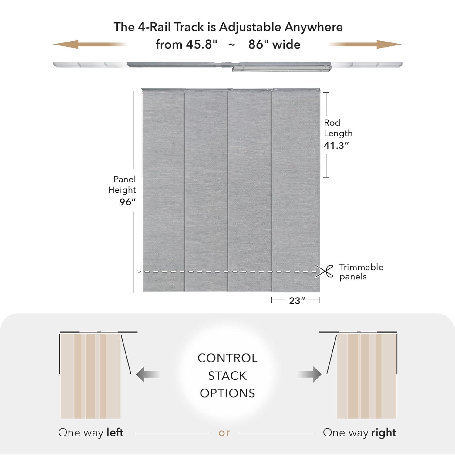 Adjustable Blackout Woven Fabric Panel Track Blinds, 45.8"-86" W x 96" H