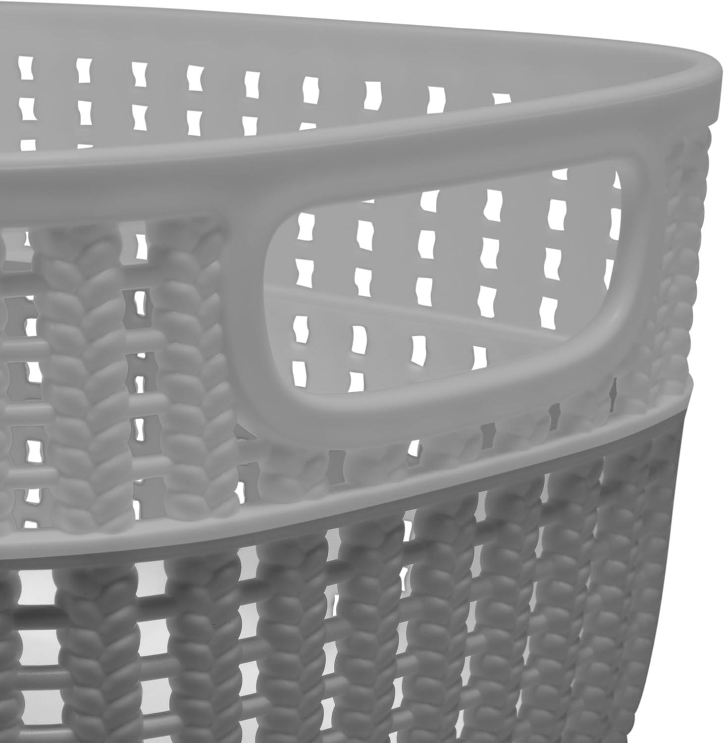 Simplify 2 Pack 2-Tone Decorative Small Plastic Storage Basket in Grey