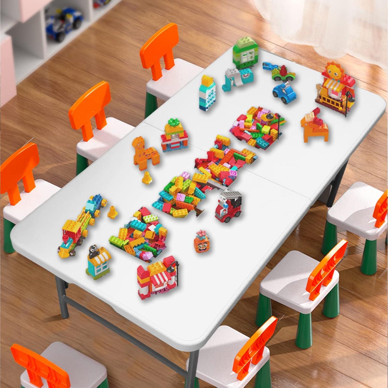 ZENY 4ft Portable Folding Table Plastic Indoor Outdoor Picnic Party Camp Dining Table with Handle, White