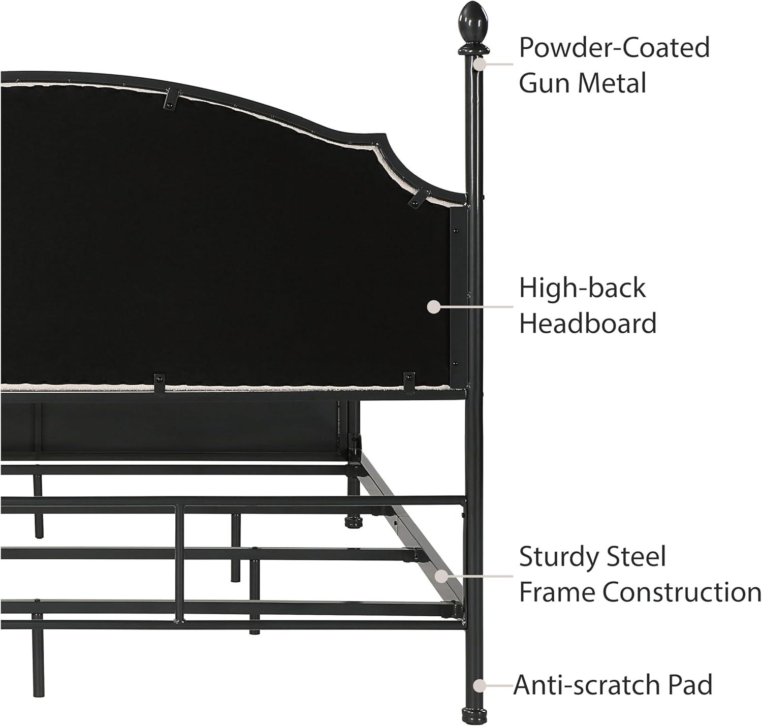 Blakesburg Upholstered Metal Four Poster Bed