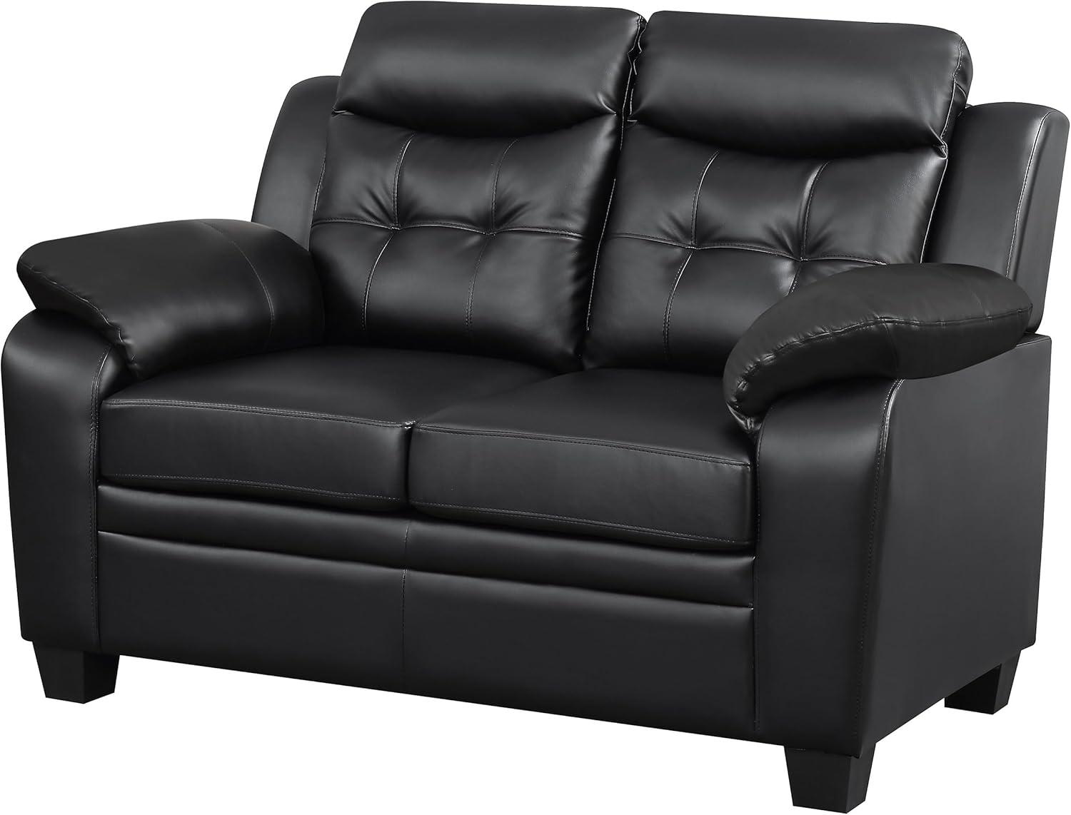 Coaster Leather Sofa Black Finish 506551