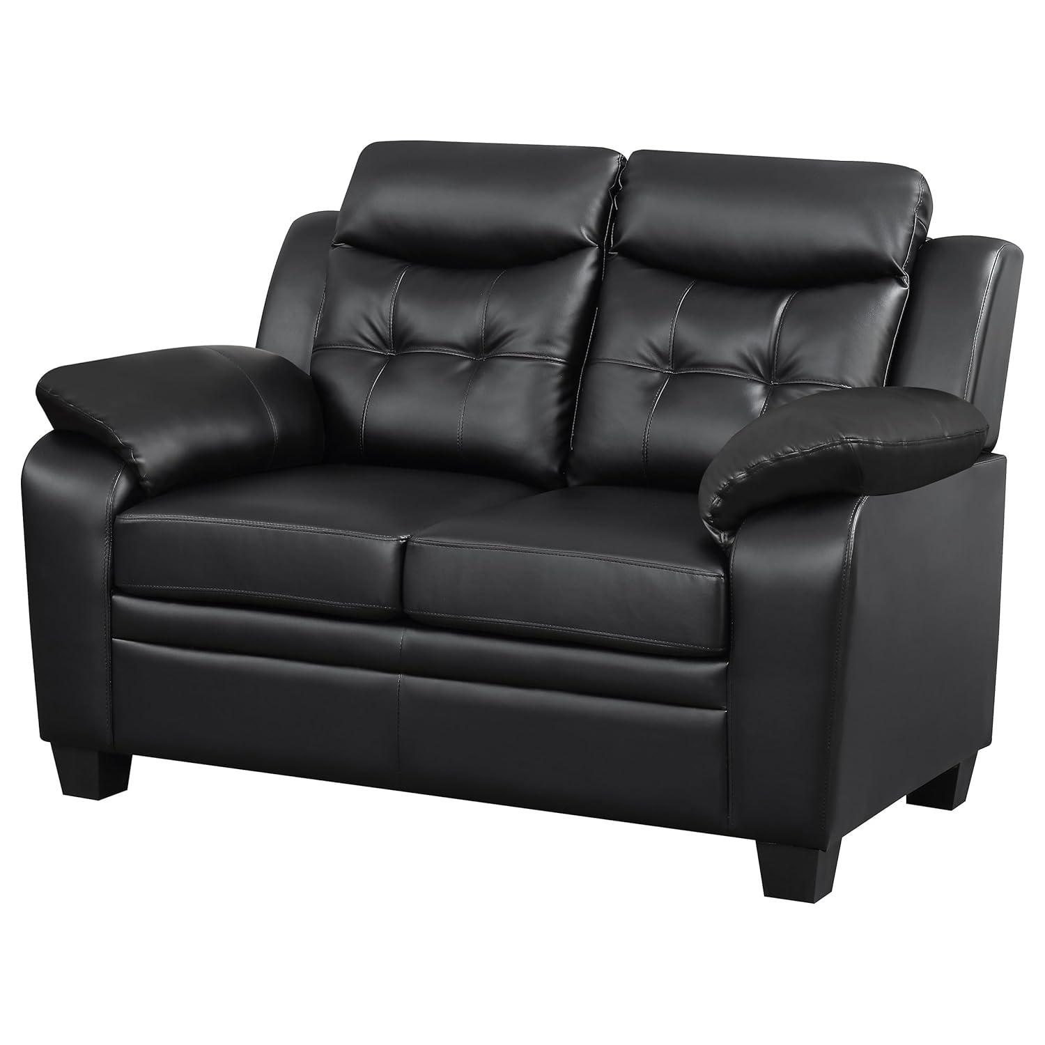 Coaster Leather Sofa Black Finish 506551