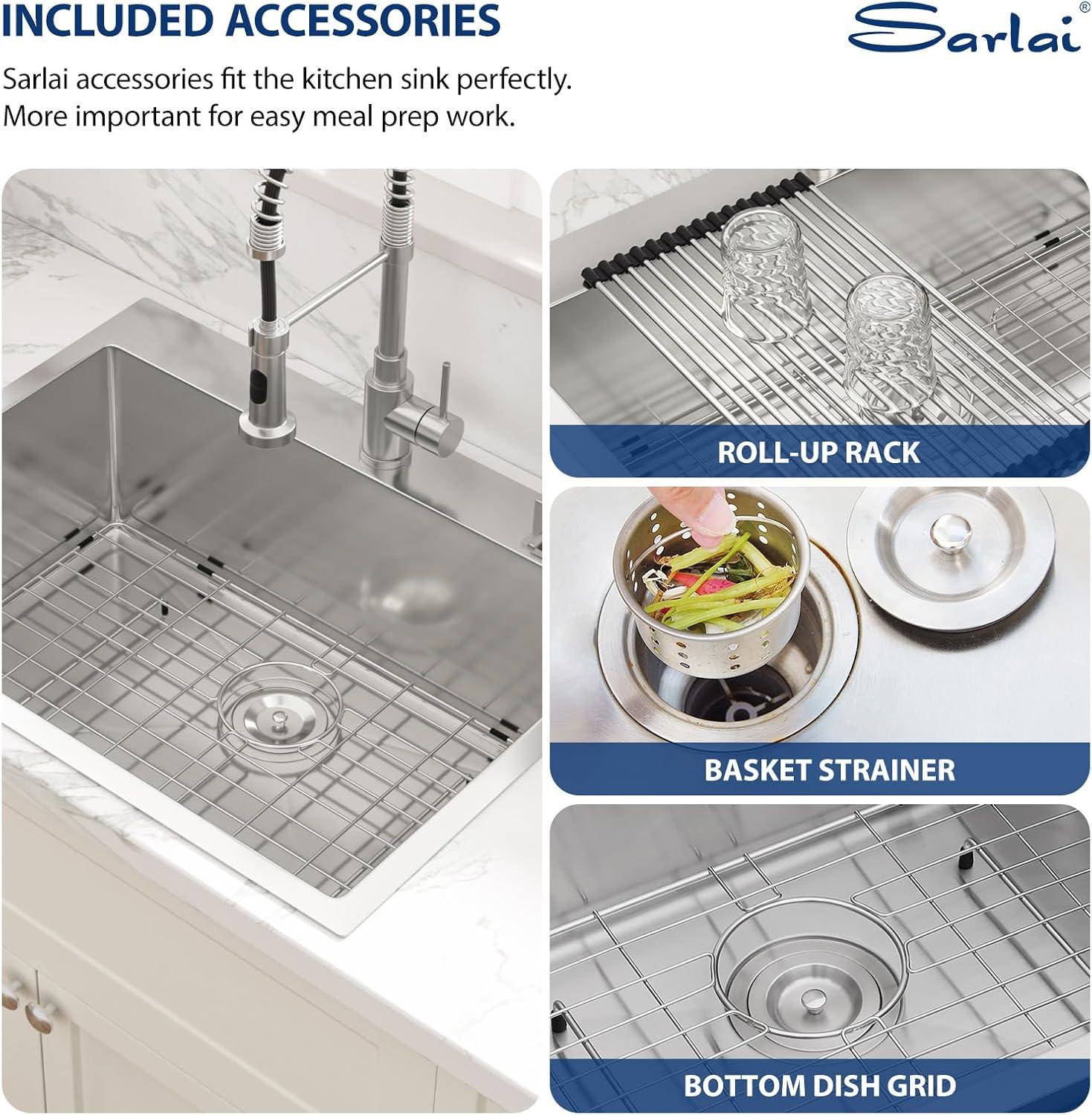 28" L x 22" W Drop-in Kitchen Sink 16 Gauge Stainless Steel Kitchen Sink Topmount Single Bowl Sink