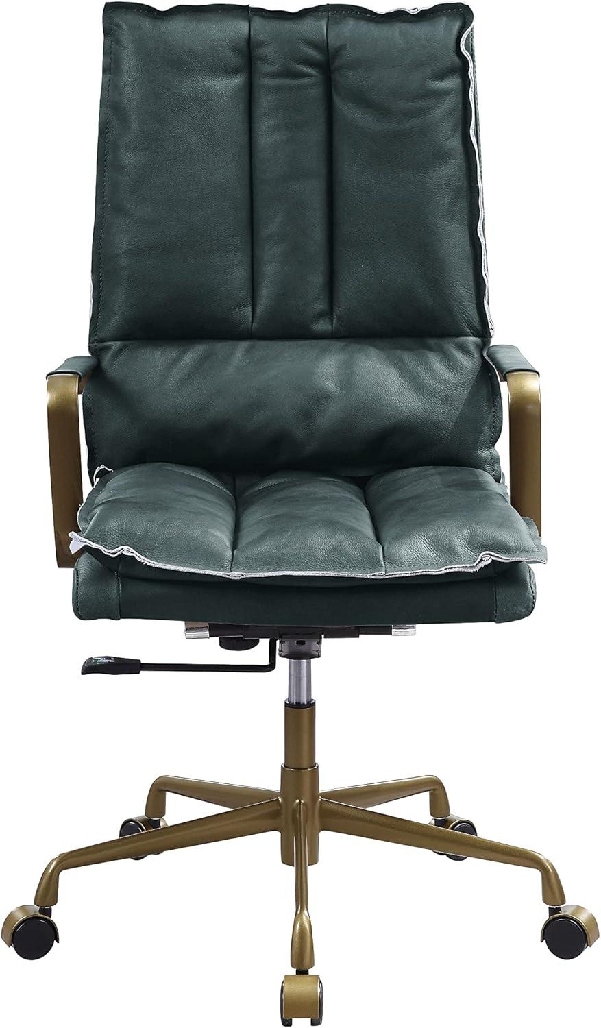 Luxurious Dark Green Top Grain Leather Executive Swivel Chair