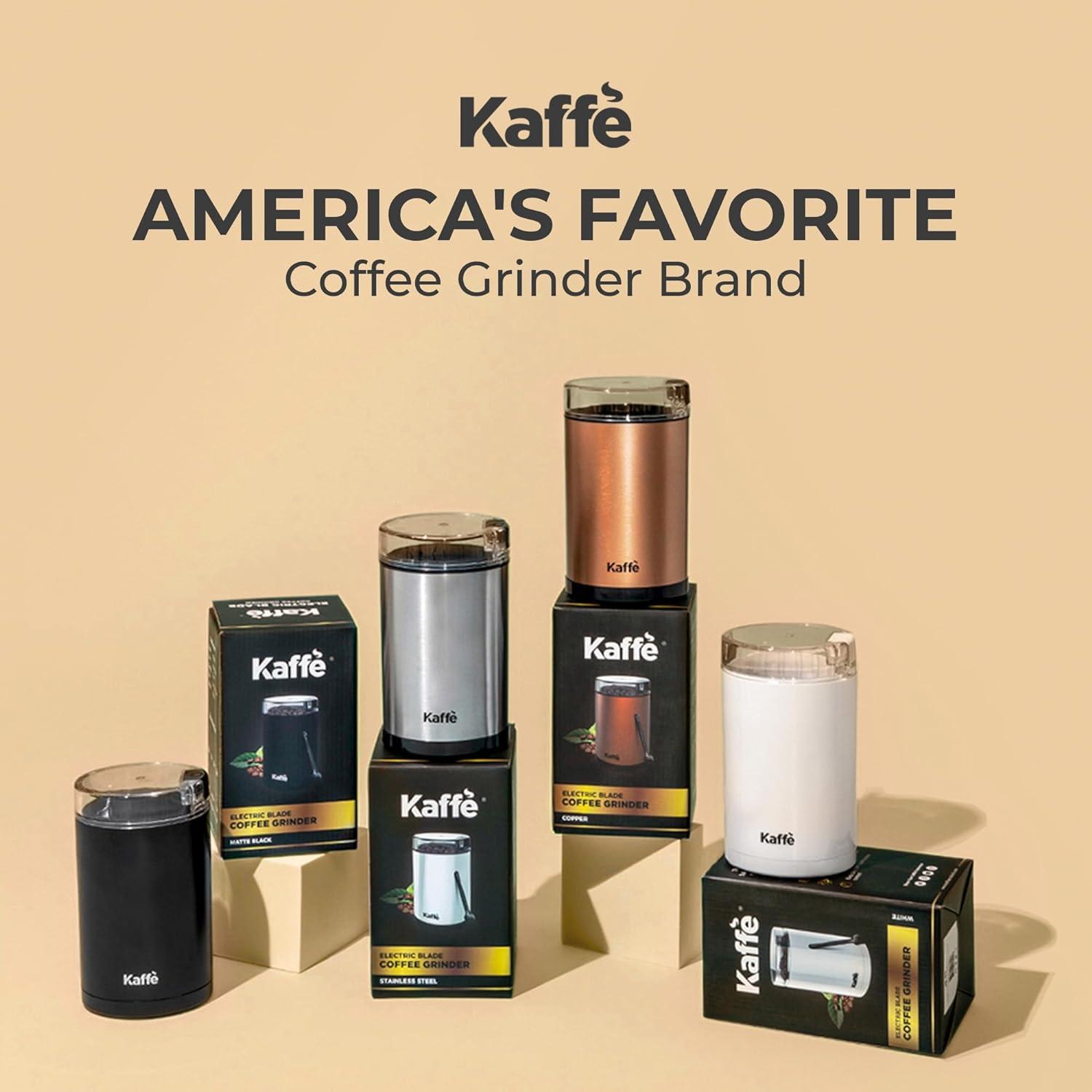 Kaffe Coffee Grinder Electric (3.5oz/14 Cup) , Best Coffee Grinders Reduced Price w Free Cleaning Brush, White