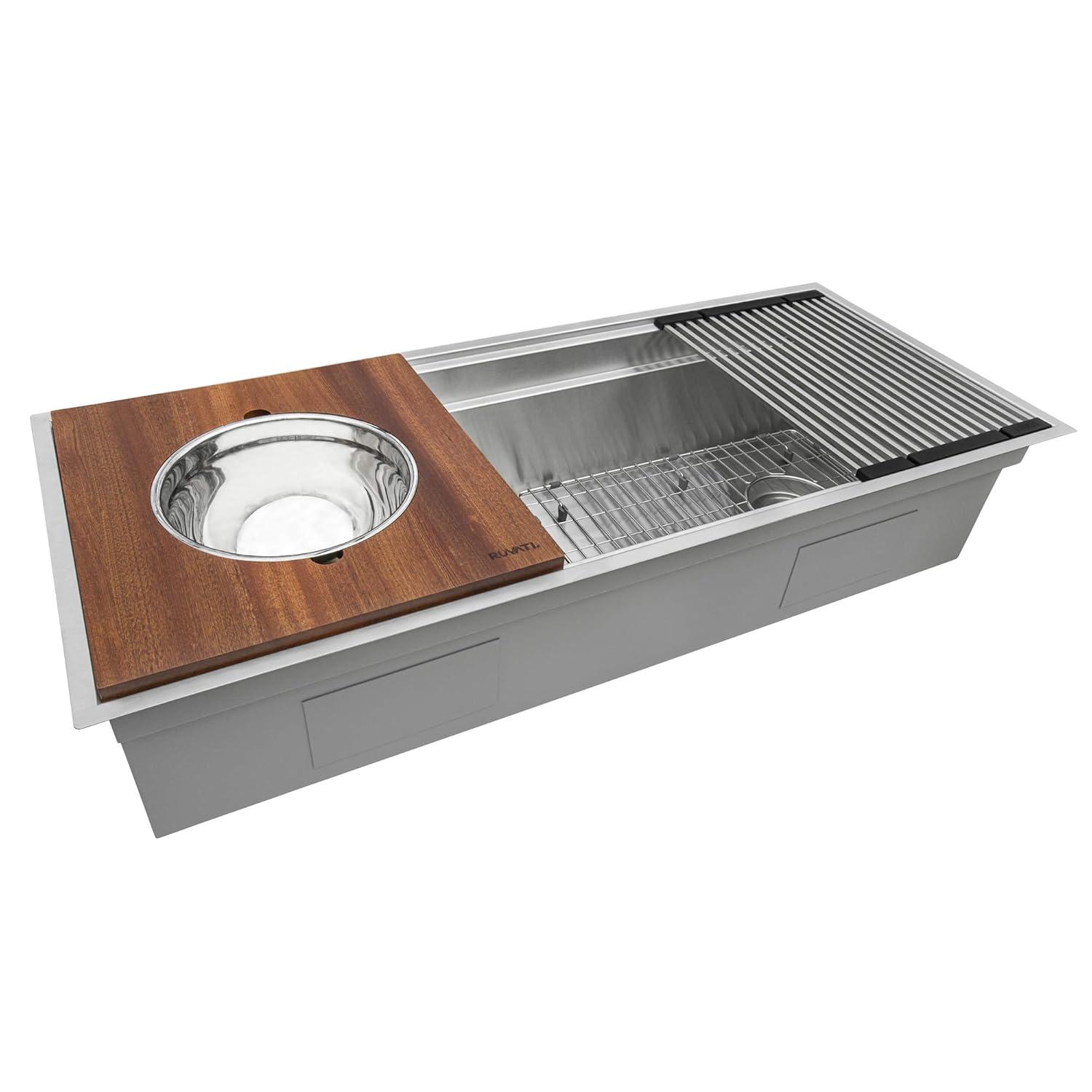 Ruvati 33-inch Workstation Two-Tiered Ledge Kitchen Sink Undermount 16 Gauge Stainless Steel