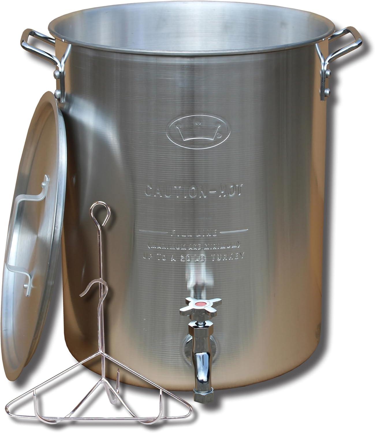 King Kooker King Kooker 30 Qt. Aluminum Turkey Pot with Drain Spigot, Lid, Lifting Rack, and Lifting Hook
