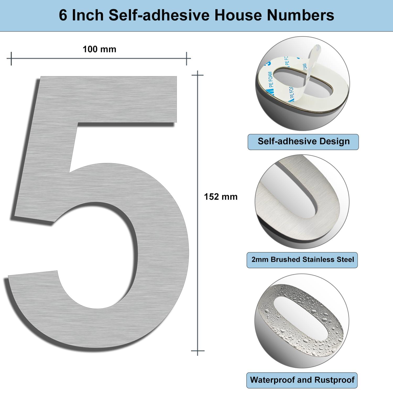 Barton Barton 6-Inch Floating Mount Steel House Number for Address Sign (Black)
