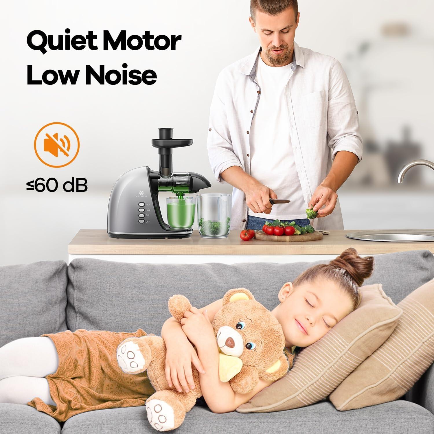 Silver Electric Masticating Juicer with Stainless Steel Blades