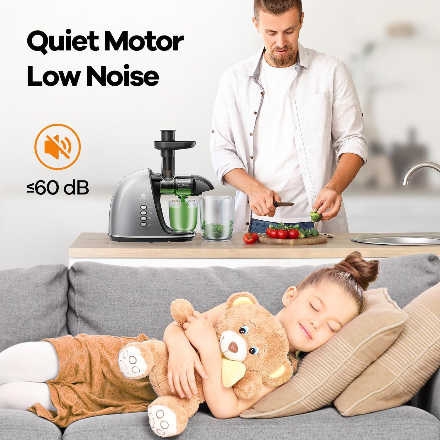 Silver Electric Masticating Juicer with Stainless Steel Blades