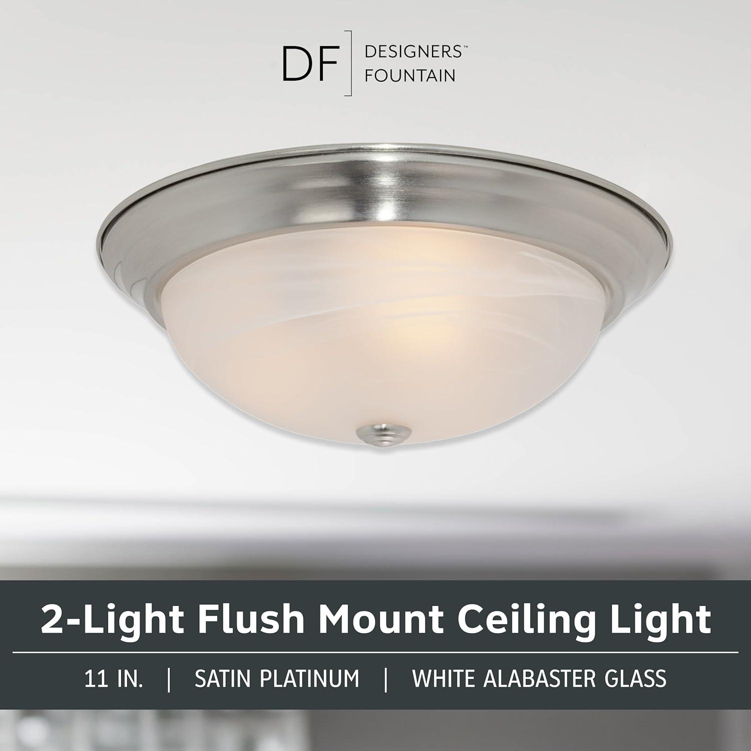 Designers Fountain 11 inch 2-Light Satin Platinum Flush Mount Ceiling Light, 1257S-SP-AL