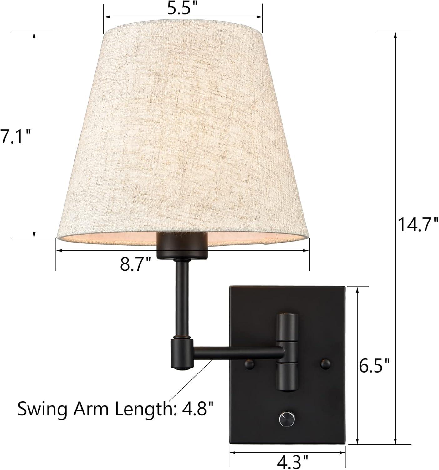 Plug in Wall Sconces Set of Two Black Swing Arm Wall Lamp