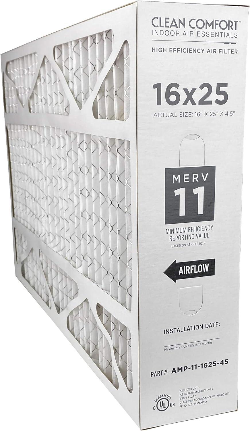 YYOJ Clean Comfort Media Air Filter MERV 11 Appliance Air Filters, 16" x 25" x 4.5", 2-Pack