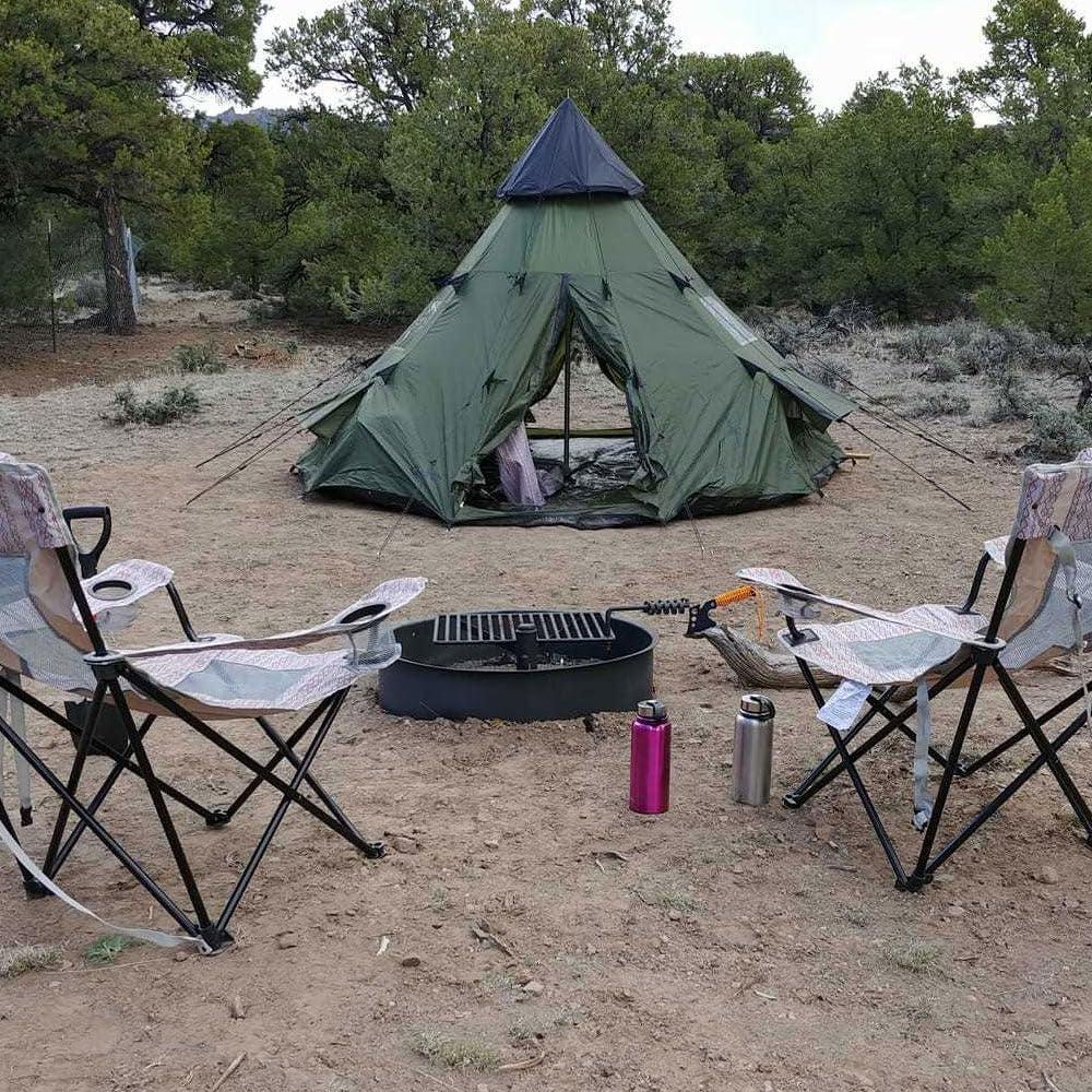 Titan Great Outdoors 24-in Steel Fire Ring with 15.5-in. x 19.5-in. Grate, Outdoor Cooking Camping