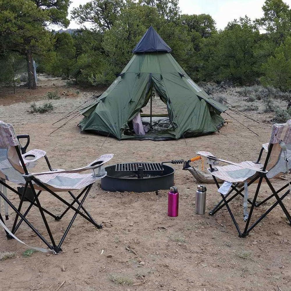 Titan Great Outdoors 24-in Steel Fire Ring with 15.5-in. x 19.5-in. Grate, Outdoor Cooking Camping