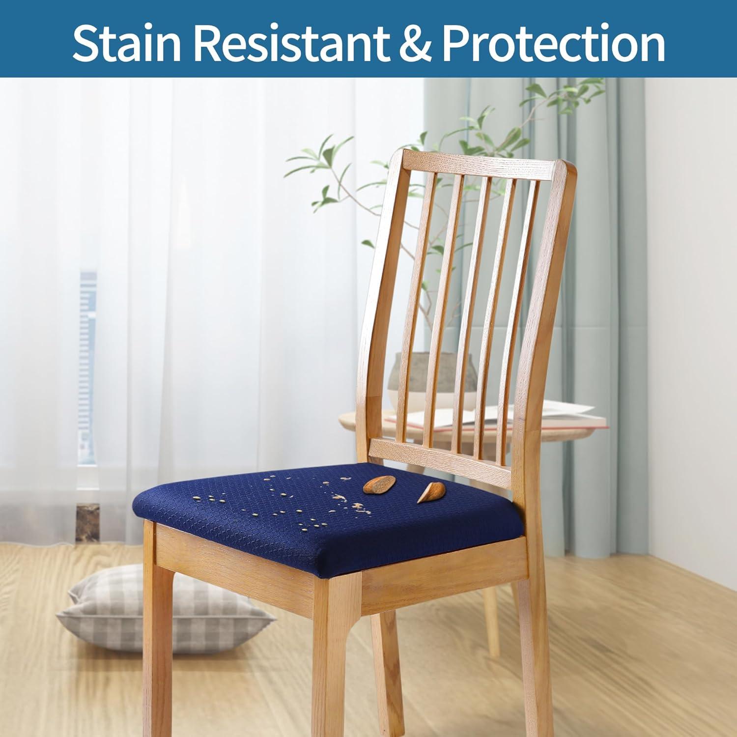 Furrygo Washable 4 Pieces Polyester Dining Chair Slipcovers, Navy