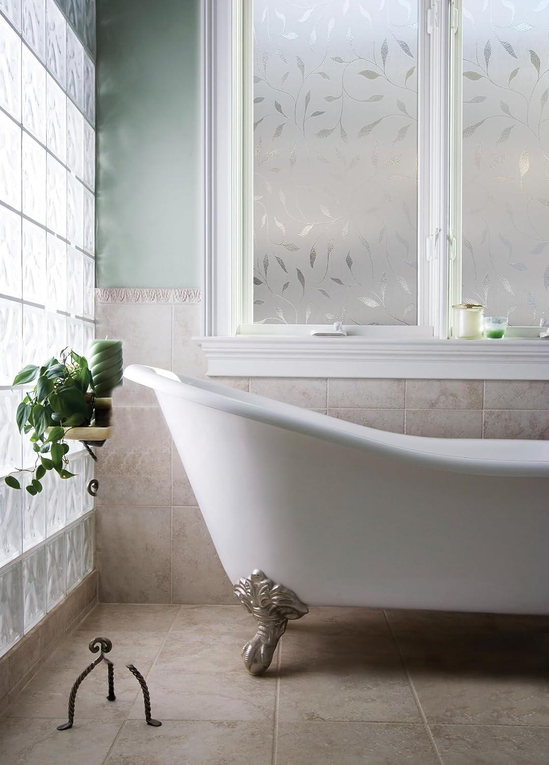 Etched Leaf Clear Decorative Privacy Window Film with UV Protection