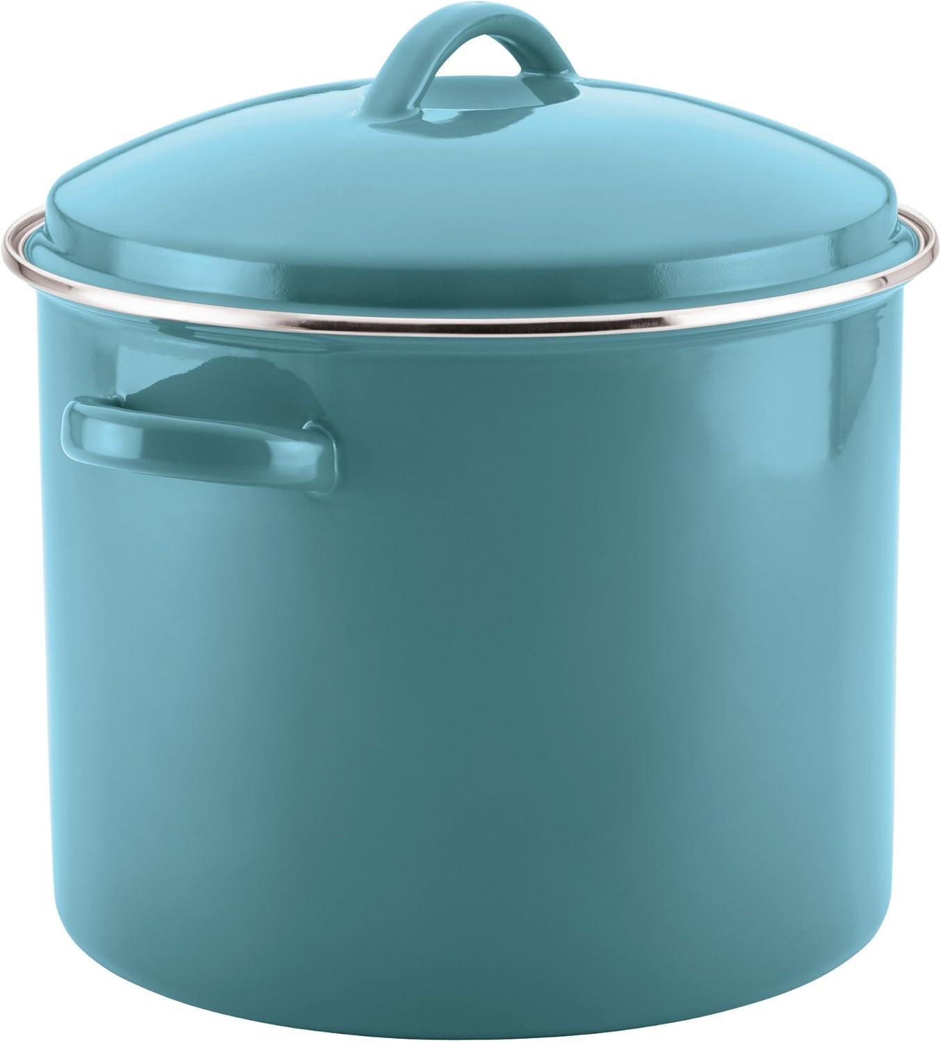 Aqua Blue 16-Quart Enamel on Steel Stockpot with Lid