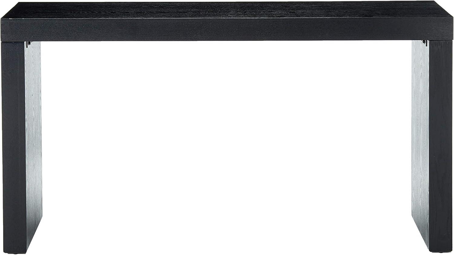 Sleek Ebony Black Wood Grain Rectangular Console Table