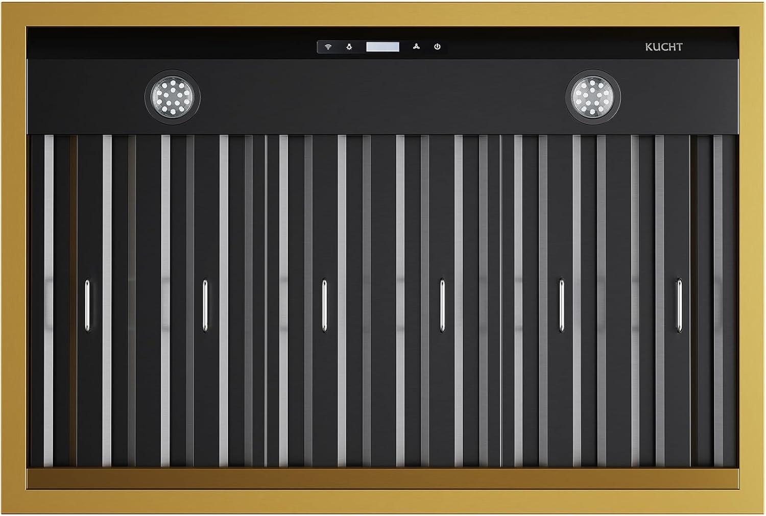 Kucht 36 in. 800 CFM Wall Mounted Range Hood with Gold Accents