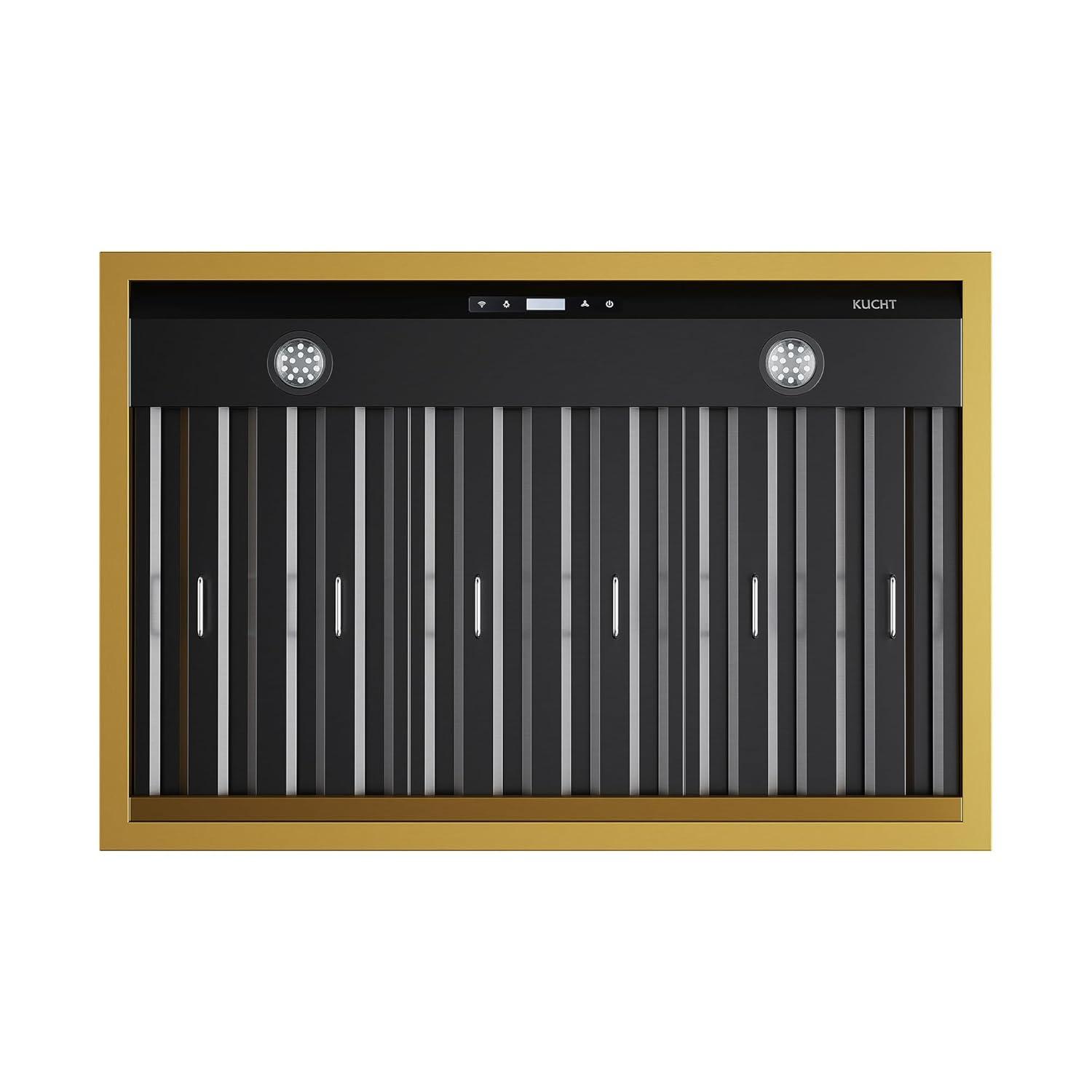 Kucht 36 in. 800 CFM Wall Mounted Range Hood with Gold Accents