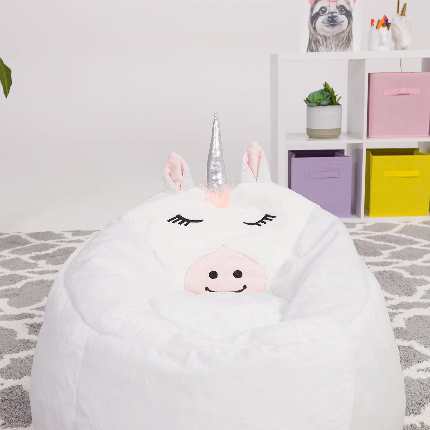 Posh Creations Animal Bean Bag Chair Structured Comfy, Cozy and Soft Filled Kid Bean Bag Lounger Seat for Gaming, Reading and Watching TV, for Children, Multiple Faux Fur Animal Chair Designs
