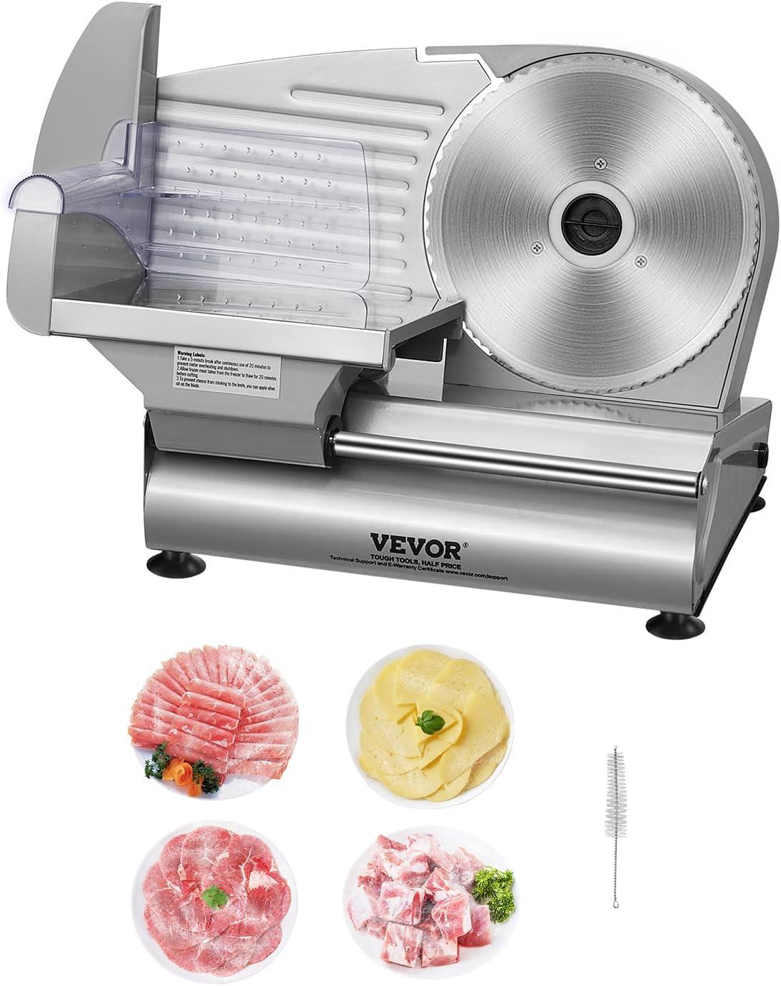 VEVOR Meat Slicer, 7.5 inch Electric Deli Food Slicer, 180W Meat Cutter with a Premium SUS420 Blade, 0-0.6 inch Adjustable Thickness, Slicer Machine