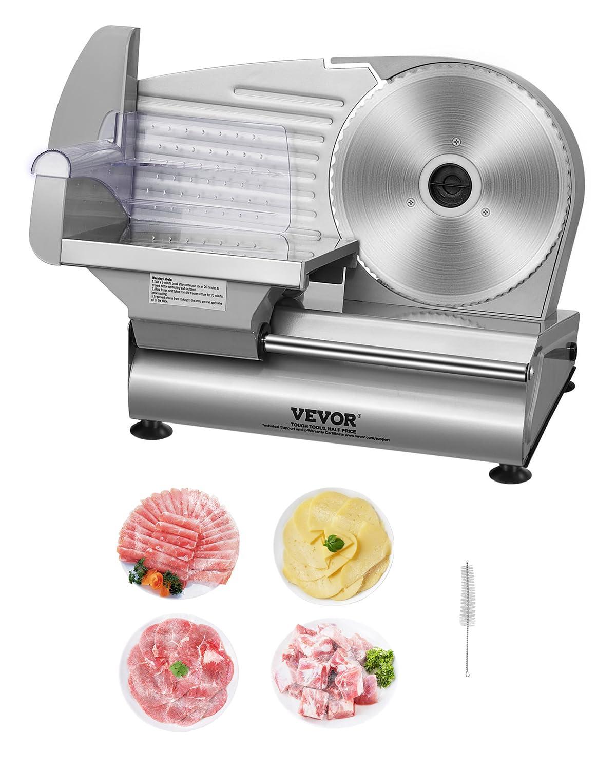 VEVOR Meat Slicer, 7.5 inch Electric Deli Food Slicer, 180W Meat Cutter with a Premium SUS420 Blade, 0-0.6 inch Adjustable Thickness, Slicer Machine