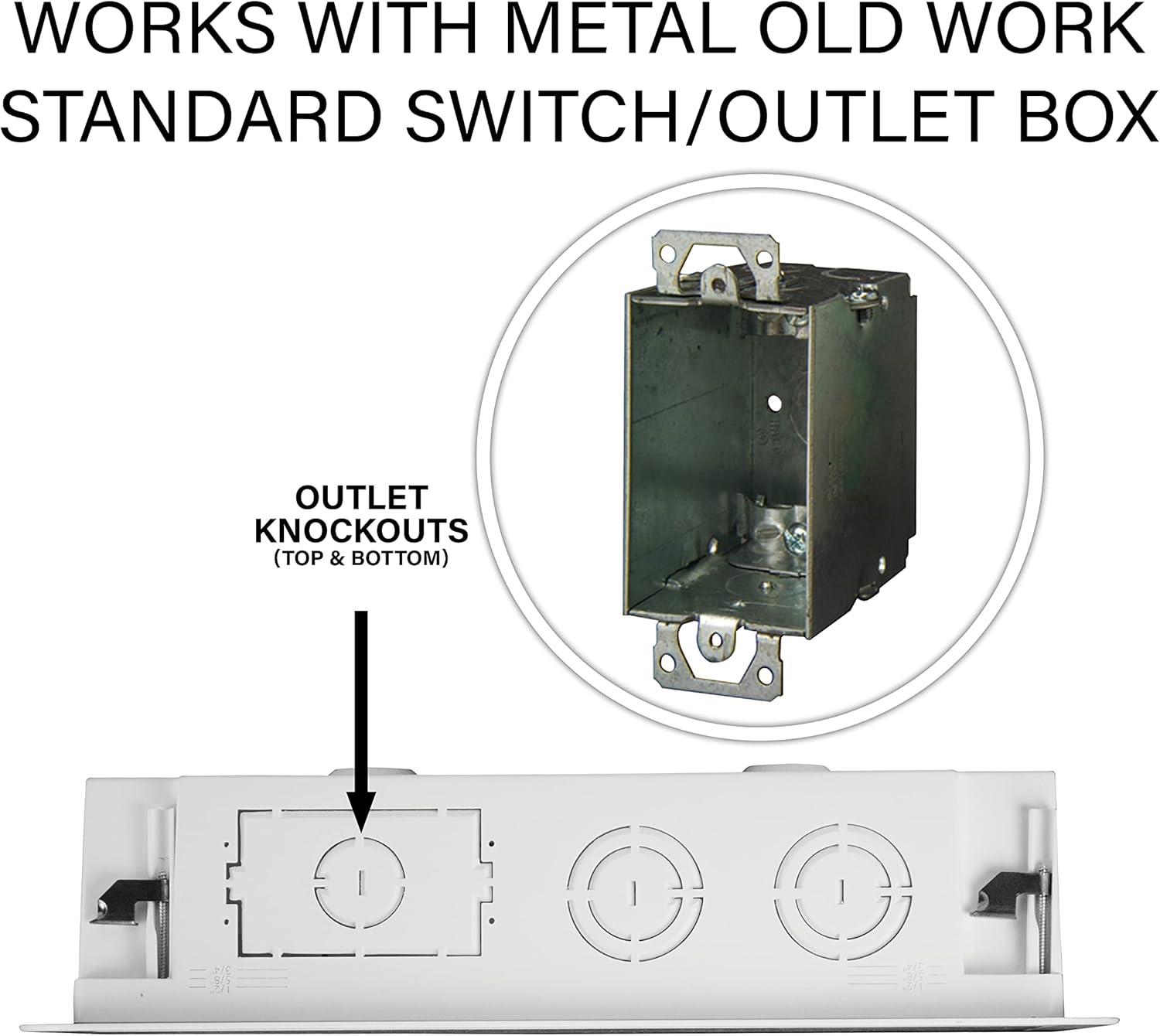 Legrand - OnQ 17 Inch Media Enclosure, Electrical Box, Cable Management Box Dual Purpose In Wall Enclosure for TV Device Storage and Media Distribution, Recessed Media Box, White, ENP1700NA