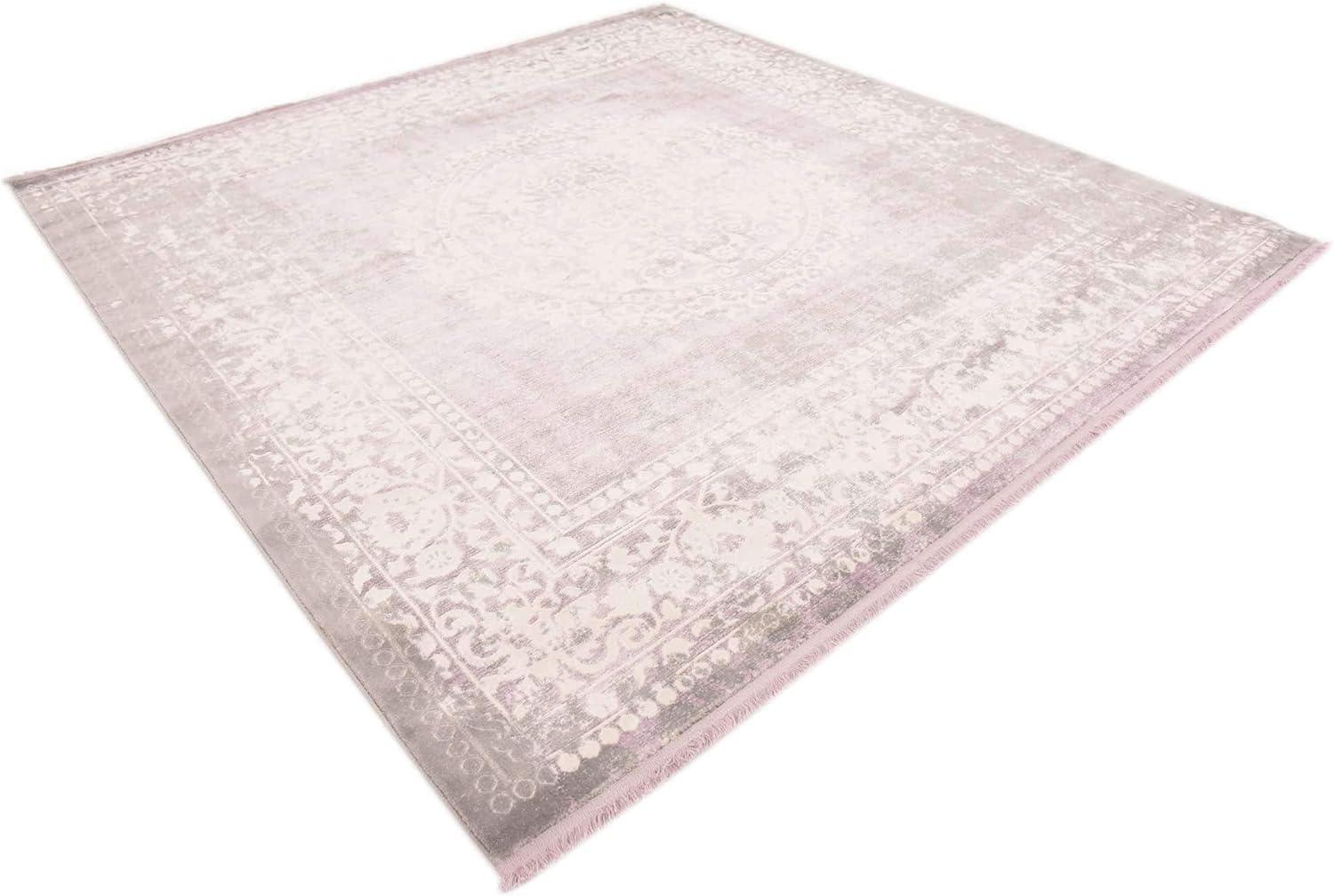 Olwen Purple and Gray Square Synthetic Area Rug