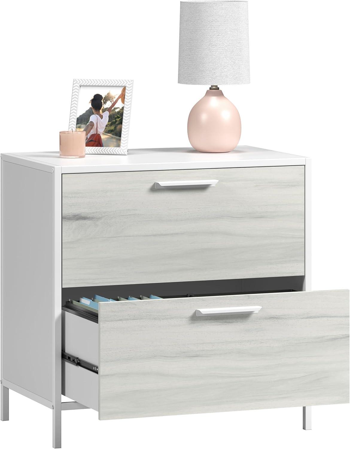 White and Haze Acacia 2-Drawer Lateral File Cabinet