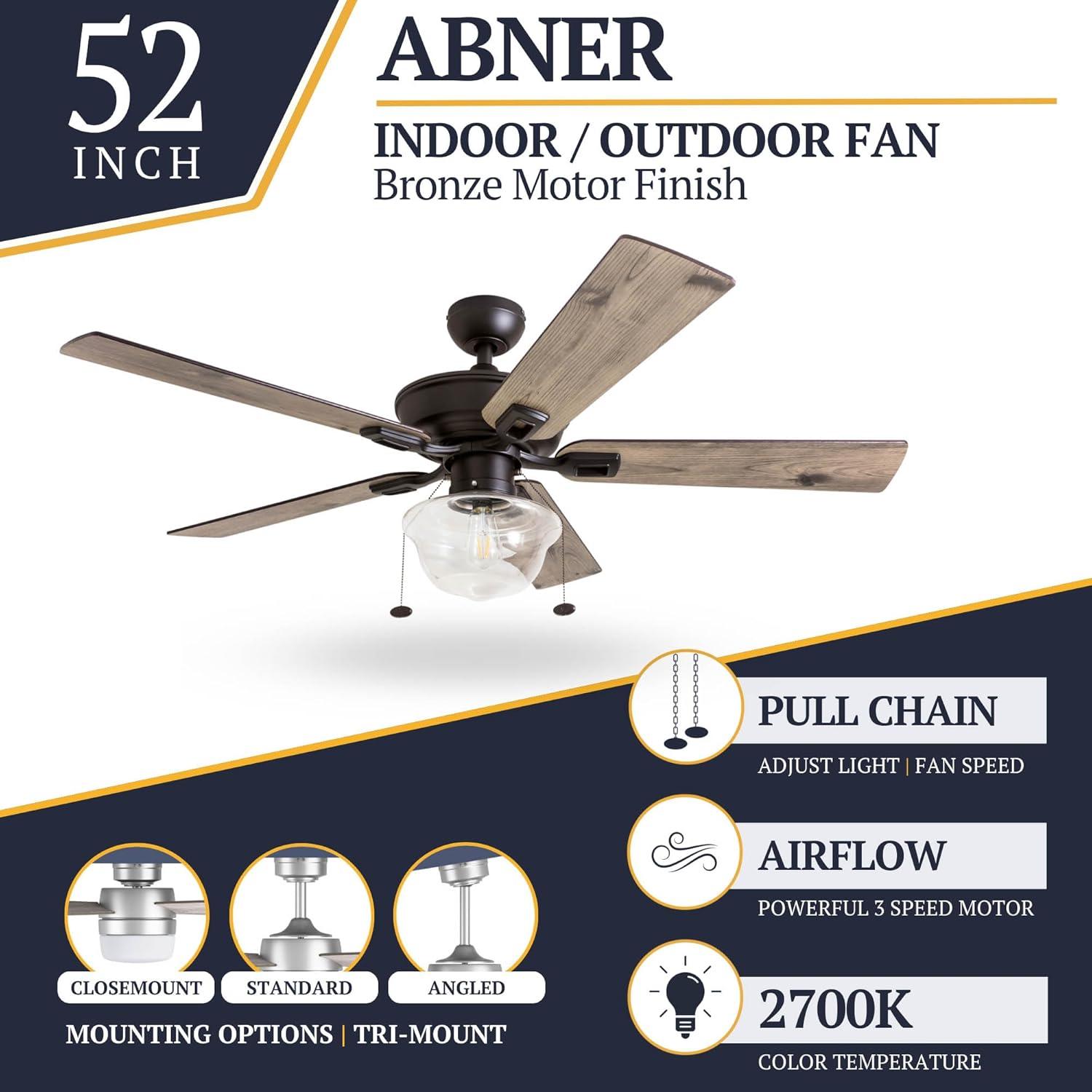 Prominence Home 52" Abner Indoor/Outdoor Bronze Ceiling Fan