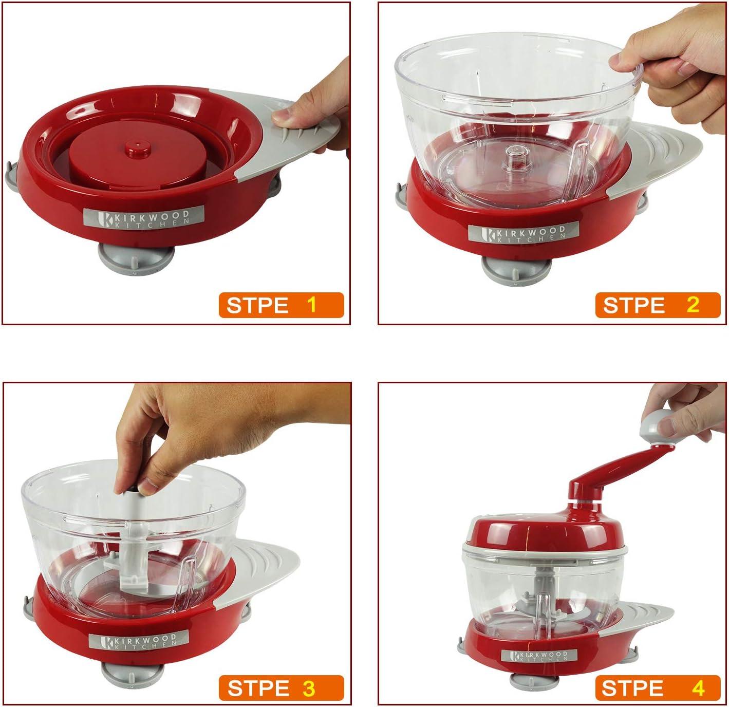 Red Manual 6-Cup Stainless Steel Food Chopper