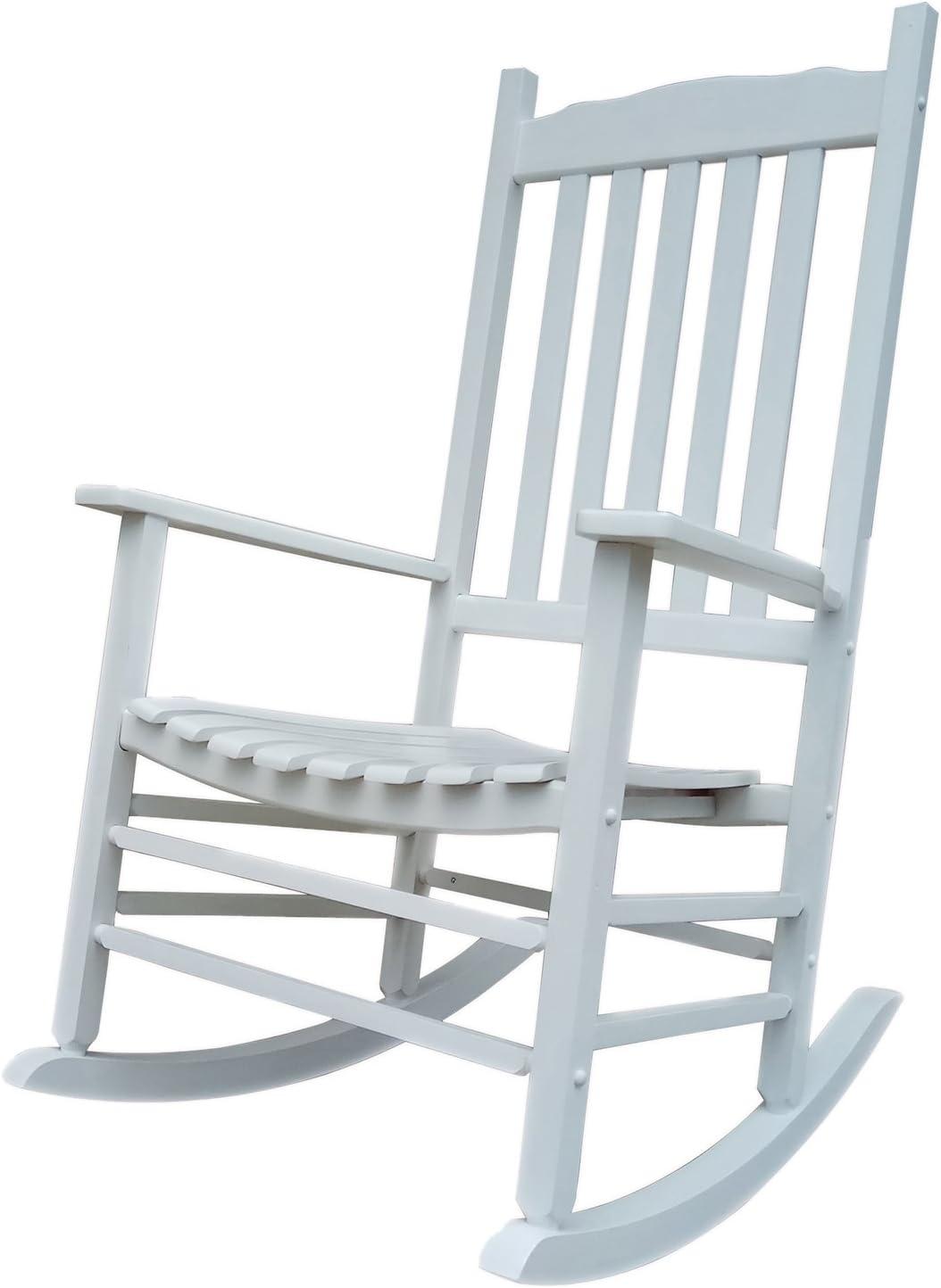 White Wood Traditional Outdoor Rocking Armchair