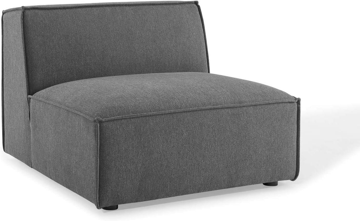 Modway Restore Polyester Fabric Sectional Sofa Armless Chair in Charcoal