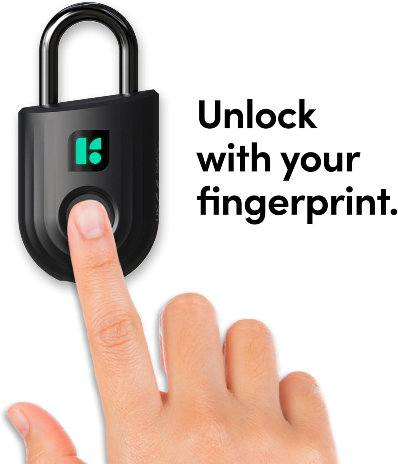 Black Smart Fingerprint Padlock with Mobile App