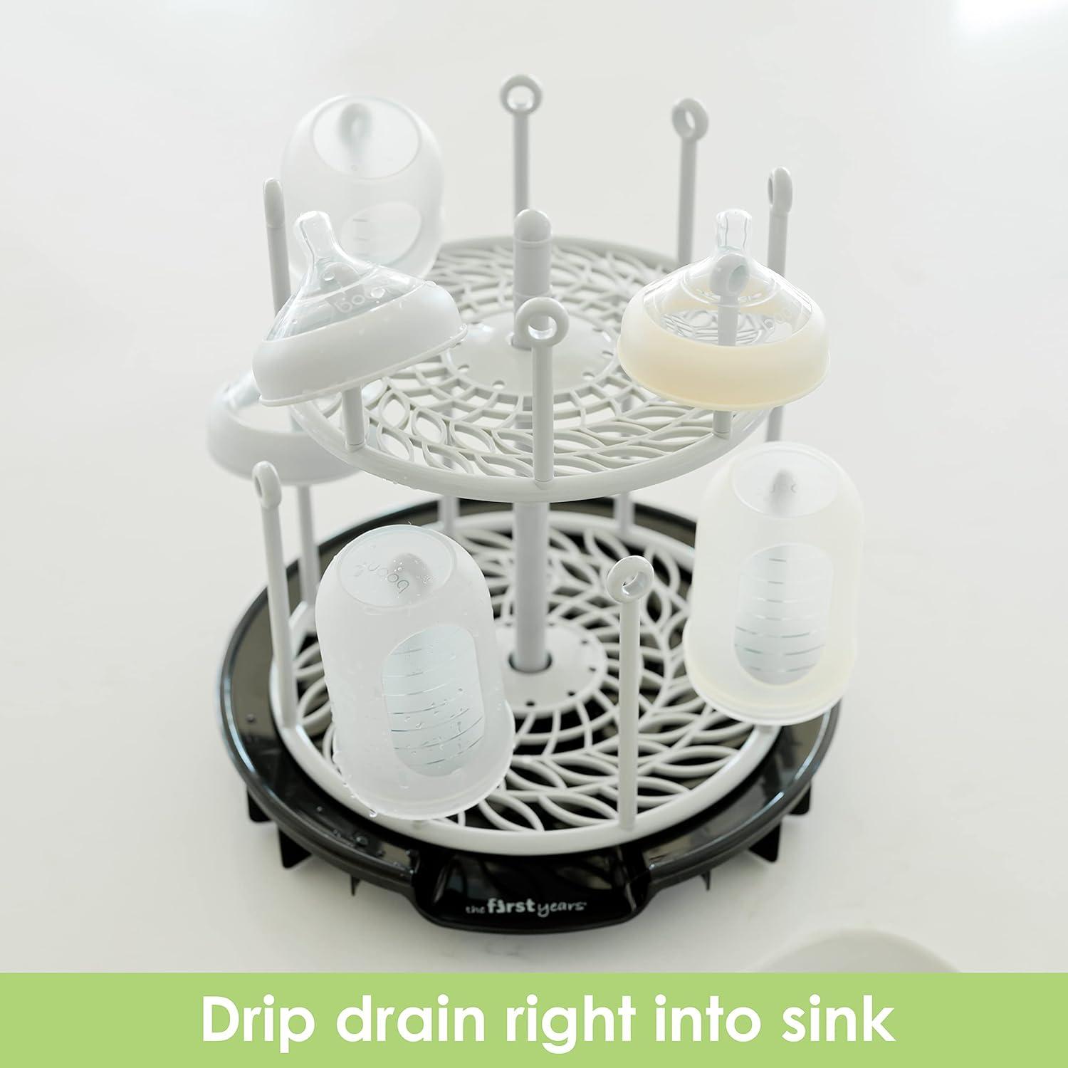 The First Years Plastic Spin Stack Bottle Drying Rack Black