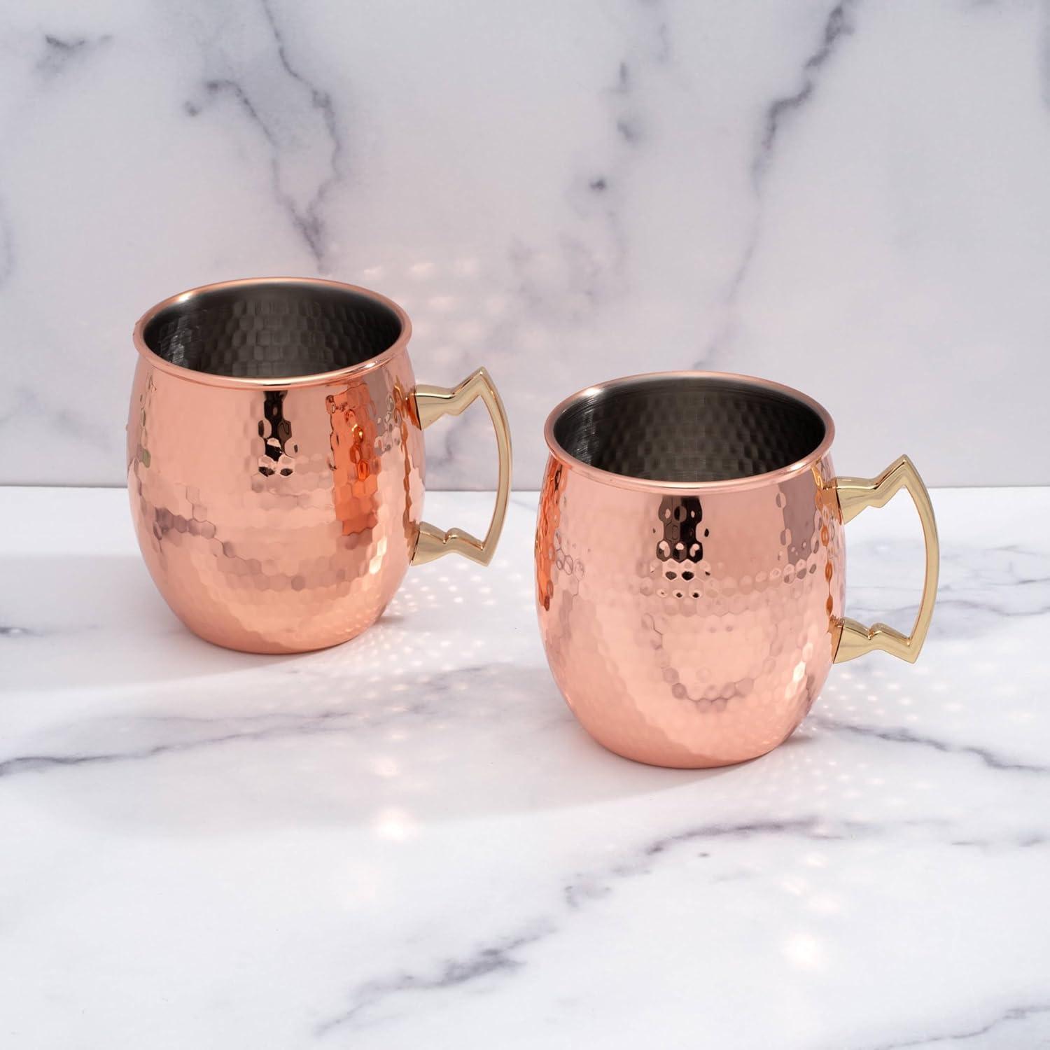 20 Oz Hammered Copper Moscow Mule Mugs, Set of 2