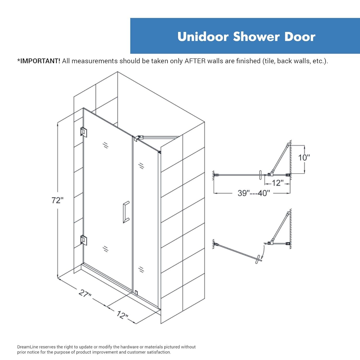 DreamLine Unidoor 39" W x 72" H  Hinged Frameless Shower Door with ClearMax™ Technology & Reviews | Wayfair