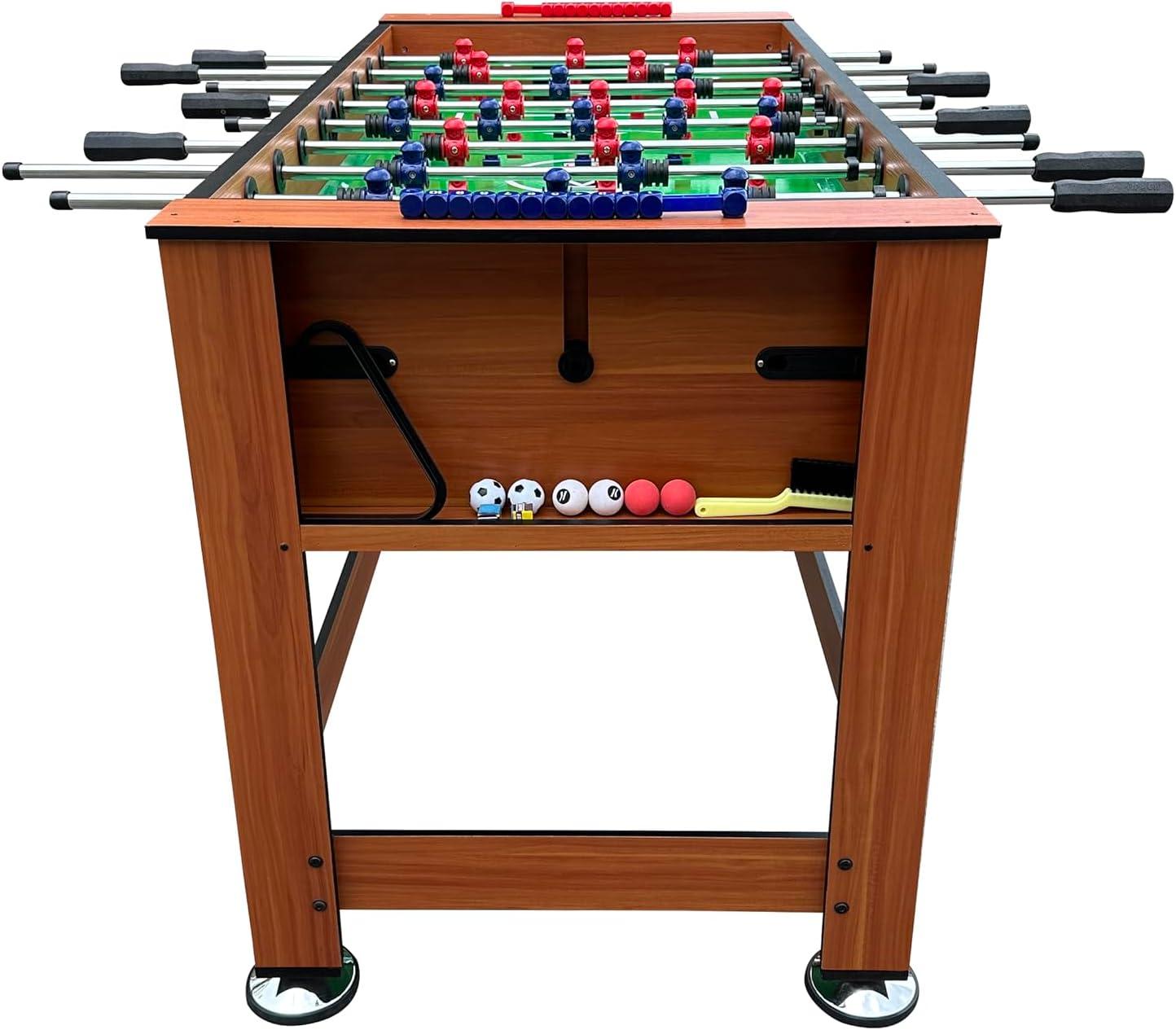 KICK Dyad 55″ 2-in-1 Multi Game Table (Brown) - Combo Game Table Set - Billiards/Pool and Foosball for Home, Game Room, Friends and Family!