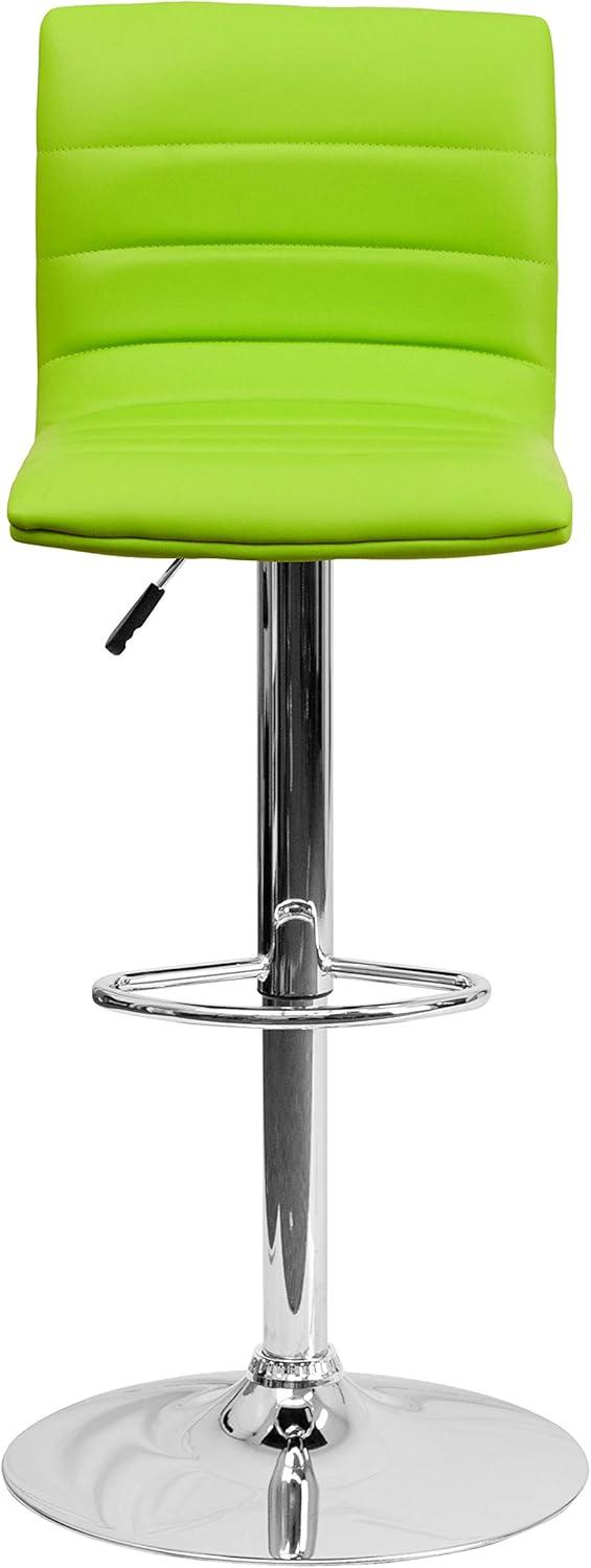 Flash Furniture Modern Green Vinyl Adjustable Bar Stool with Back, Counter Height Swivel Stool with Chrome Pedestal Base