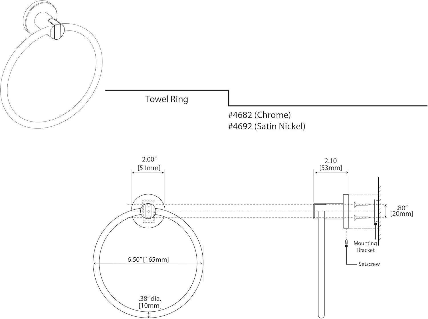Channel Wall Mounted Towel Ring | Hand Towel Holder for Bathroom, Kitchen