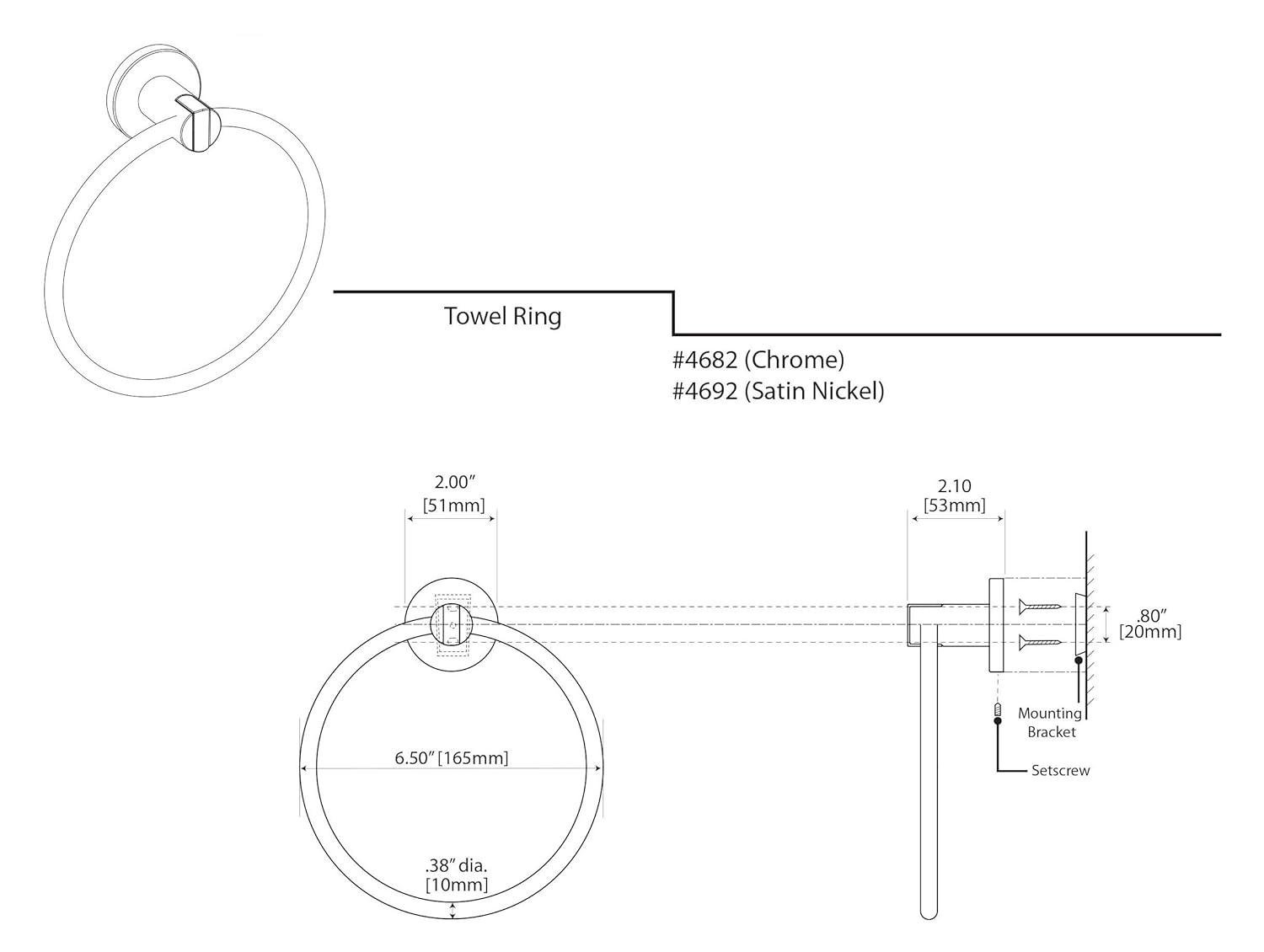 Channel Wall Mounted Towel Ring | Hand Towel Holder for Bathroom, Kitchen