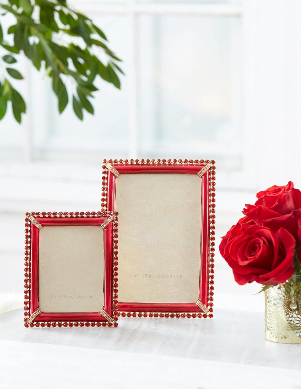 Ruby Red and Gold 5" x 7" Pewter Picture Frame