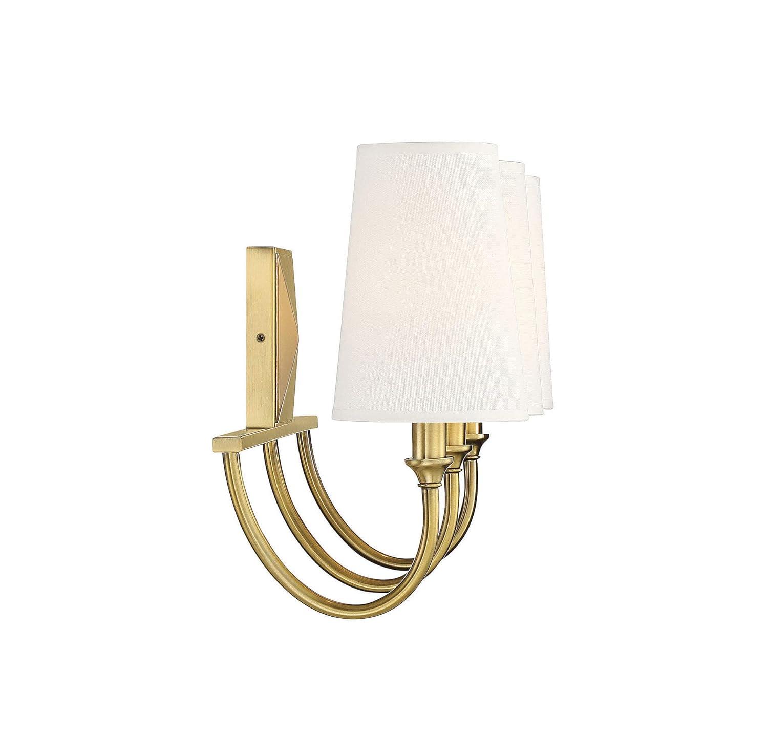 Modern 3-Light Bath Bar Vanity Light with Cone Shaped Fabric Shade 24 inches W X 12 inches H-Warm Brass Finish Bailey Street Home 159-Bel-4167325