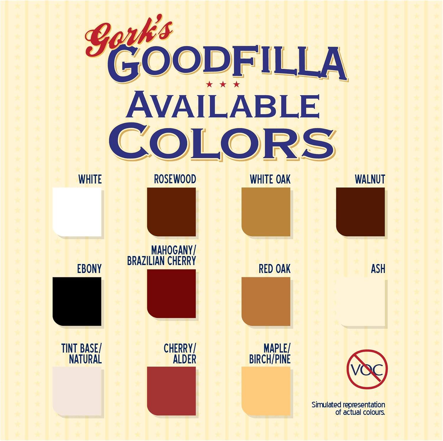 GoodFilla Water-Based Wood & Grain Filler for Wood Finishes, Non-Shrinking, White, 8 oz