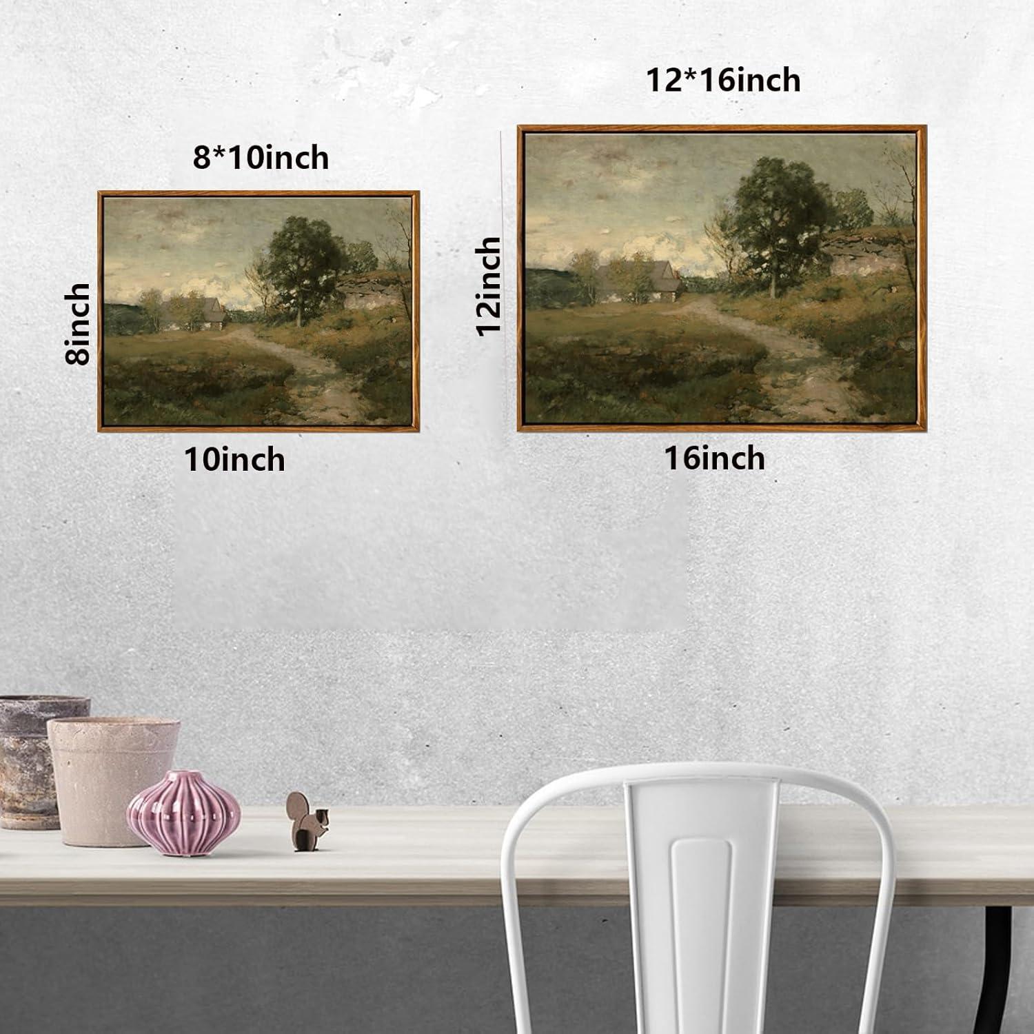 Vintage Landscape Canvas Print with Natural Wood Frame, 8x10