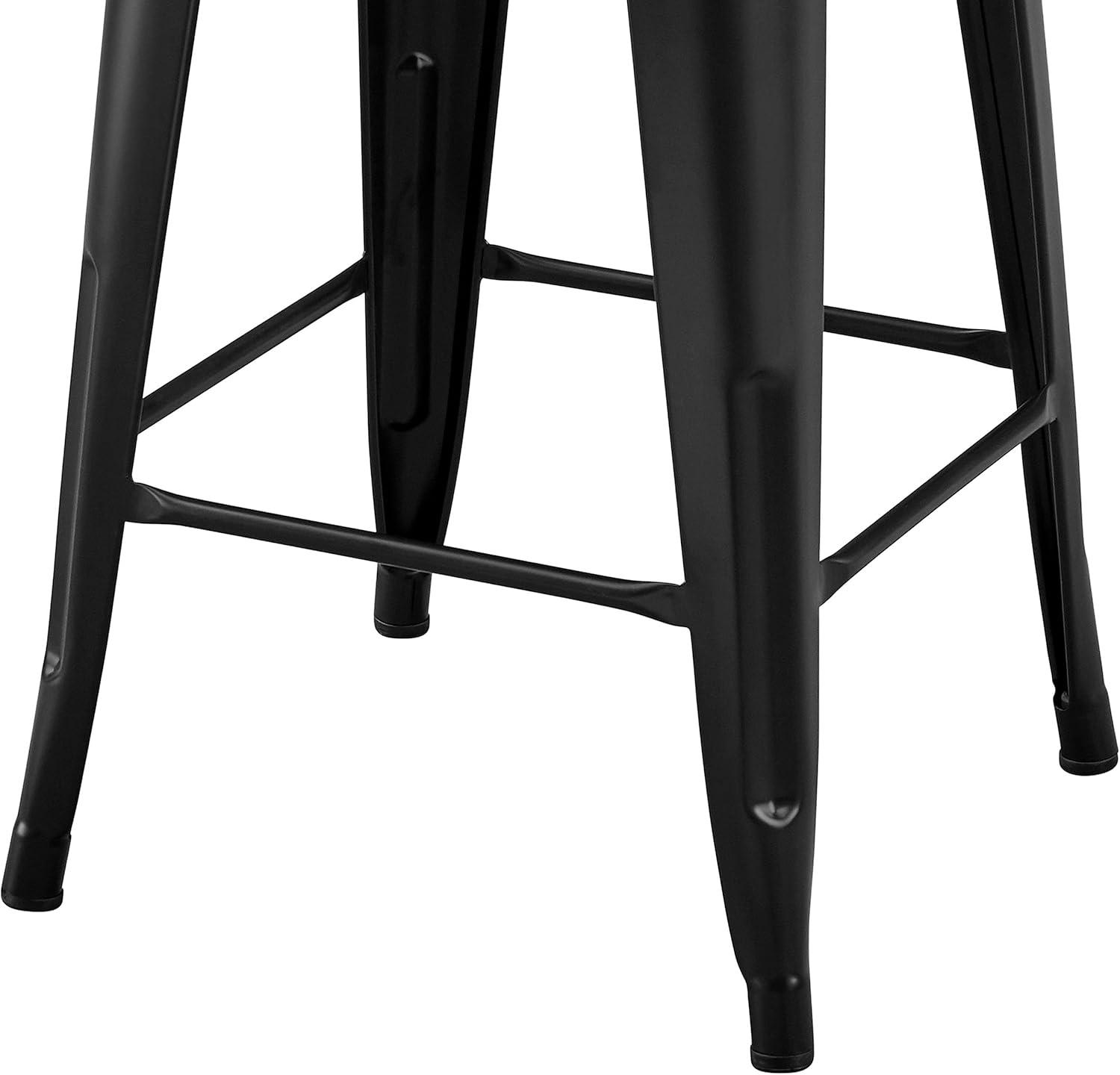 Killeryuki 30" Metal Bar Stools Set of 4, Industrial Cafe Side Chairs with Removable Back and Rubber Feet, Stackable Counter Stool for Bistro, Cafe, Kitchen, Living Room, Black